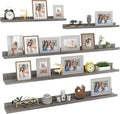 Giftgarden 47 Inch Long Floating Shelves for wall Set of 5, Grey Wood Wall Shelves for Bathroom, Bedroom, Kitchen, Living Room Storage and Decoration, Gray Wooden Picture Ledge