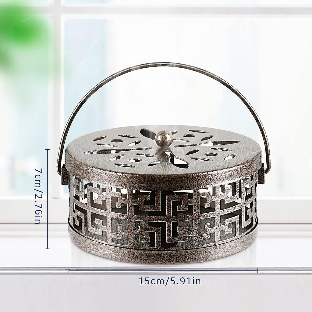 Exquisite Metal Mosquito Coil Holder for Indoor and Outdoor, Bronze