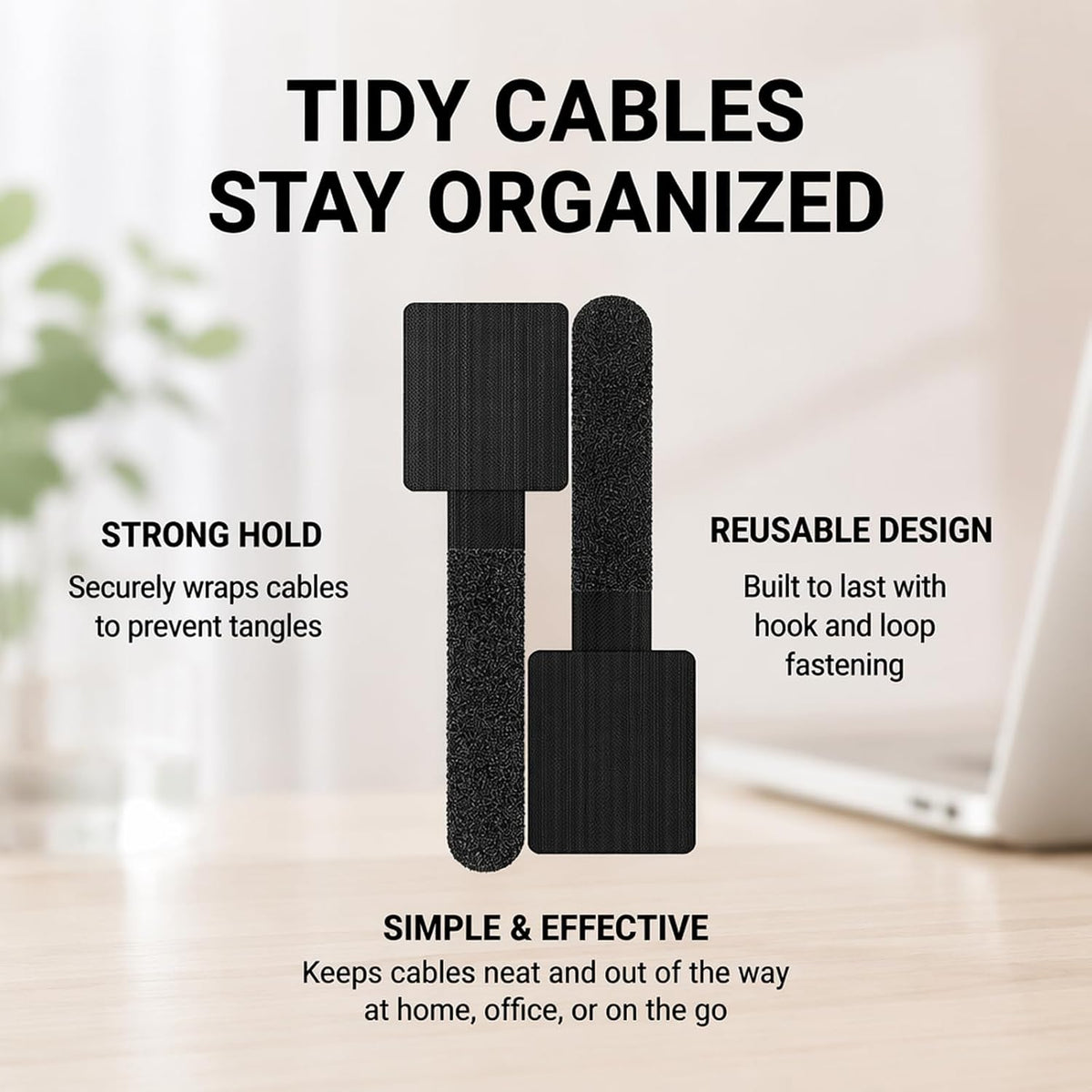 Cable Management Kit - Cable Storage Box - Adhesive Clips - Tie Mounts