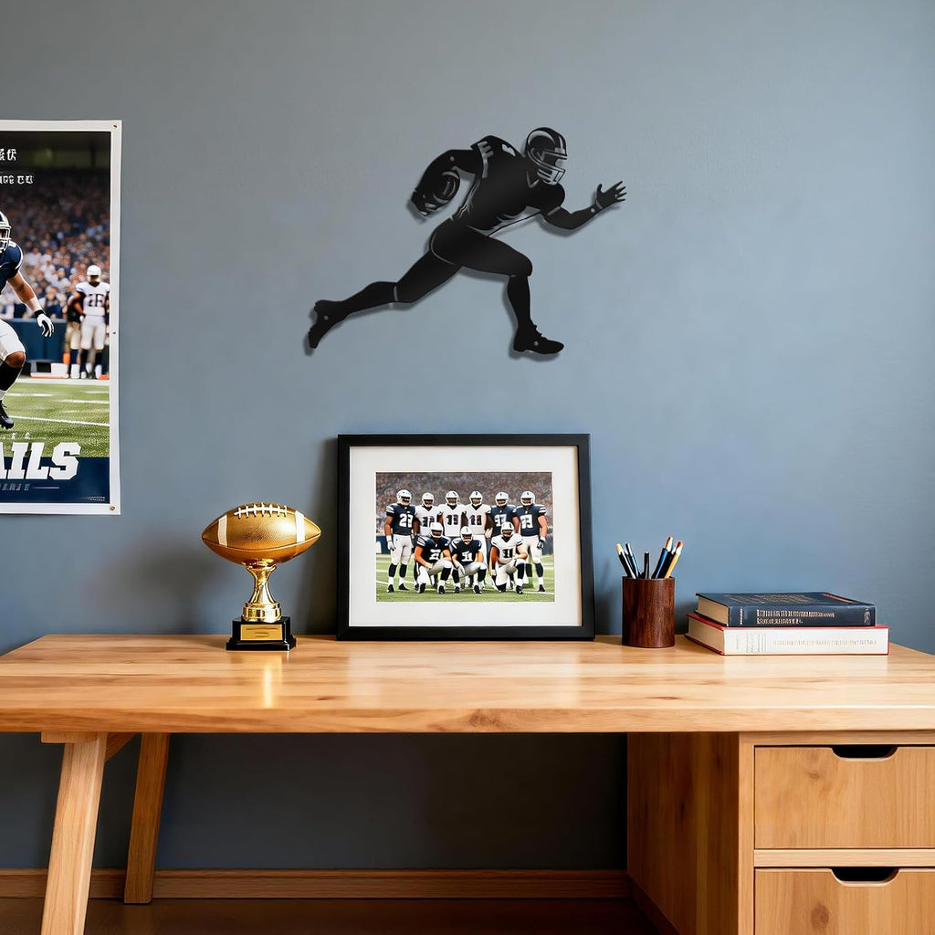 Paquesta Football Wall Decor, Metal Football Sign for Boys Room, Football Decorations for Locker Football Wall Art