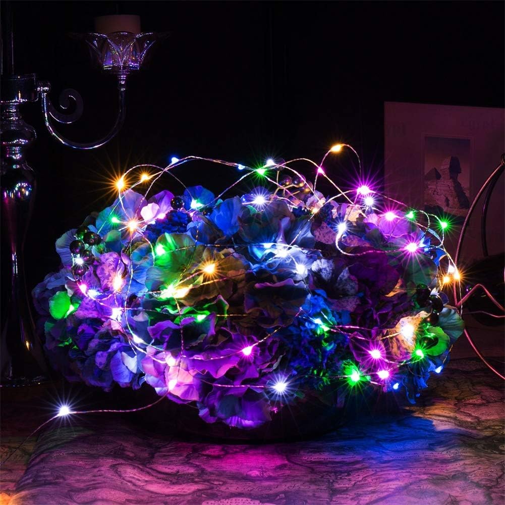 4 Pack Battery Operated Dewdrop Led Lights,Indoor Mini Fairy Lights With Timer Function,For Wedding Home Parties Christmas Holiday Decoration,6 Hours on/18 Hours Off ,30 Count LED,10 Feet(Multi color)