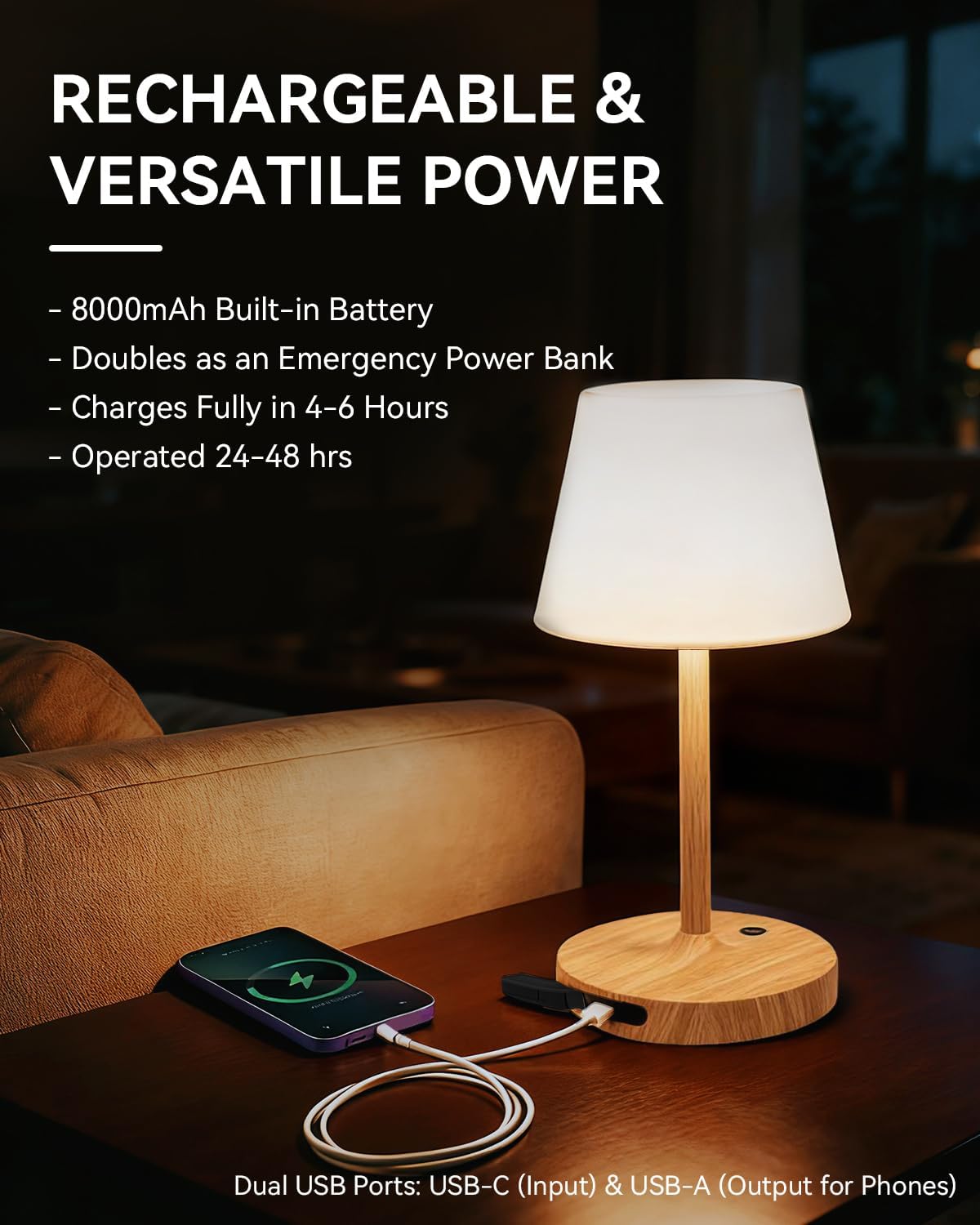 SAIWEYA Outdoor Waterproof Shower Lamp, 8000mAh Rechargeable Bathroom Lamp