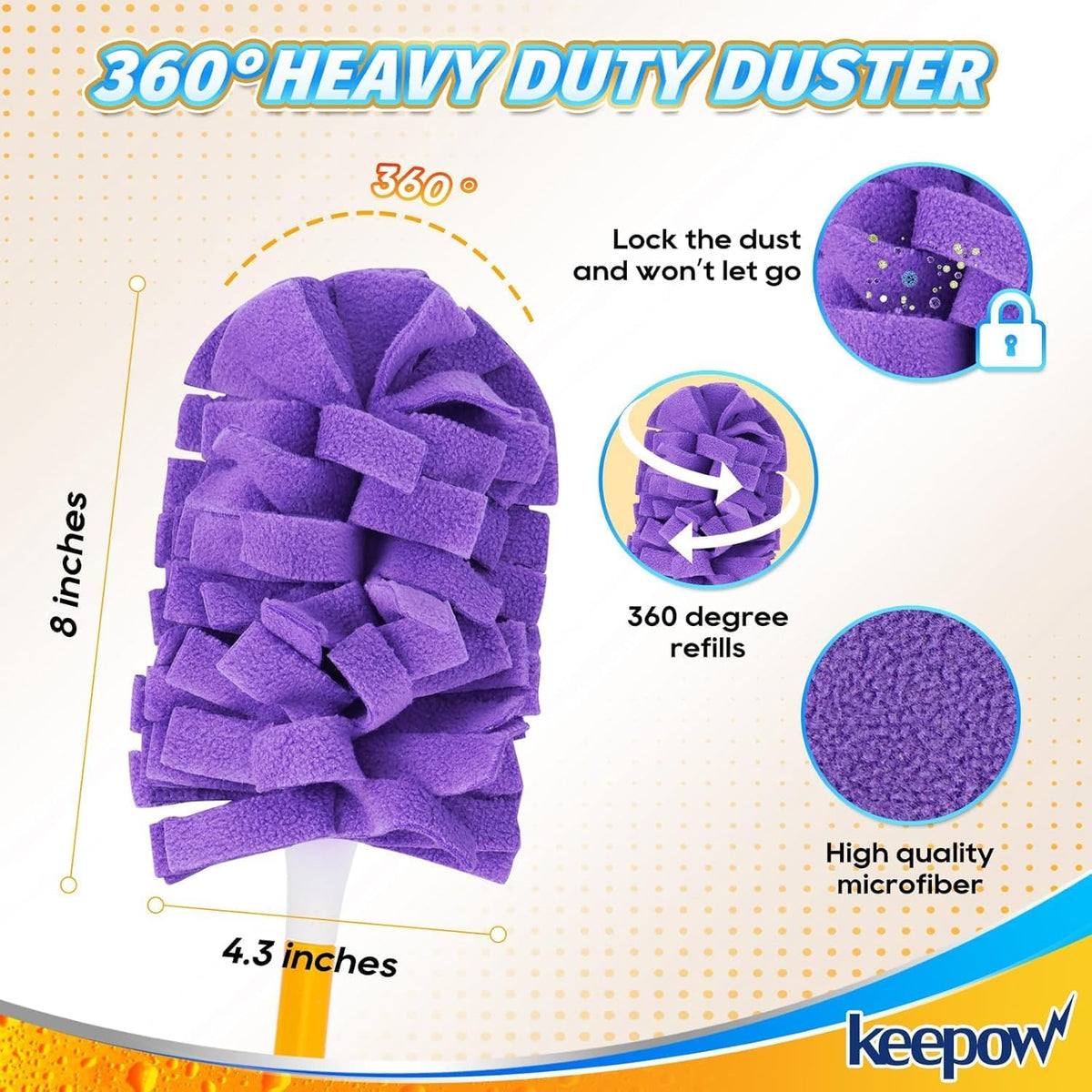 KEEPOW 12 Pack Refills Compatible with Swiffer Ext Handle, 360 Heavy Duty