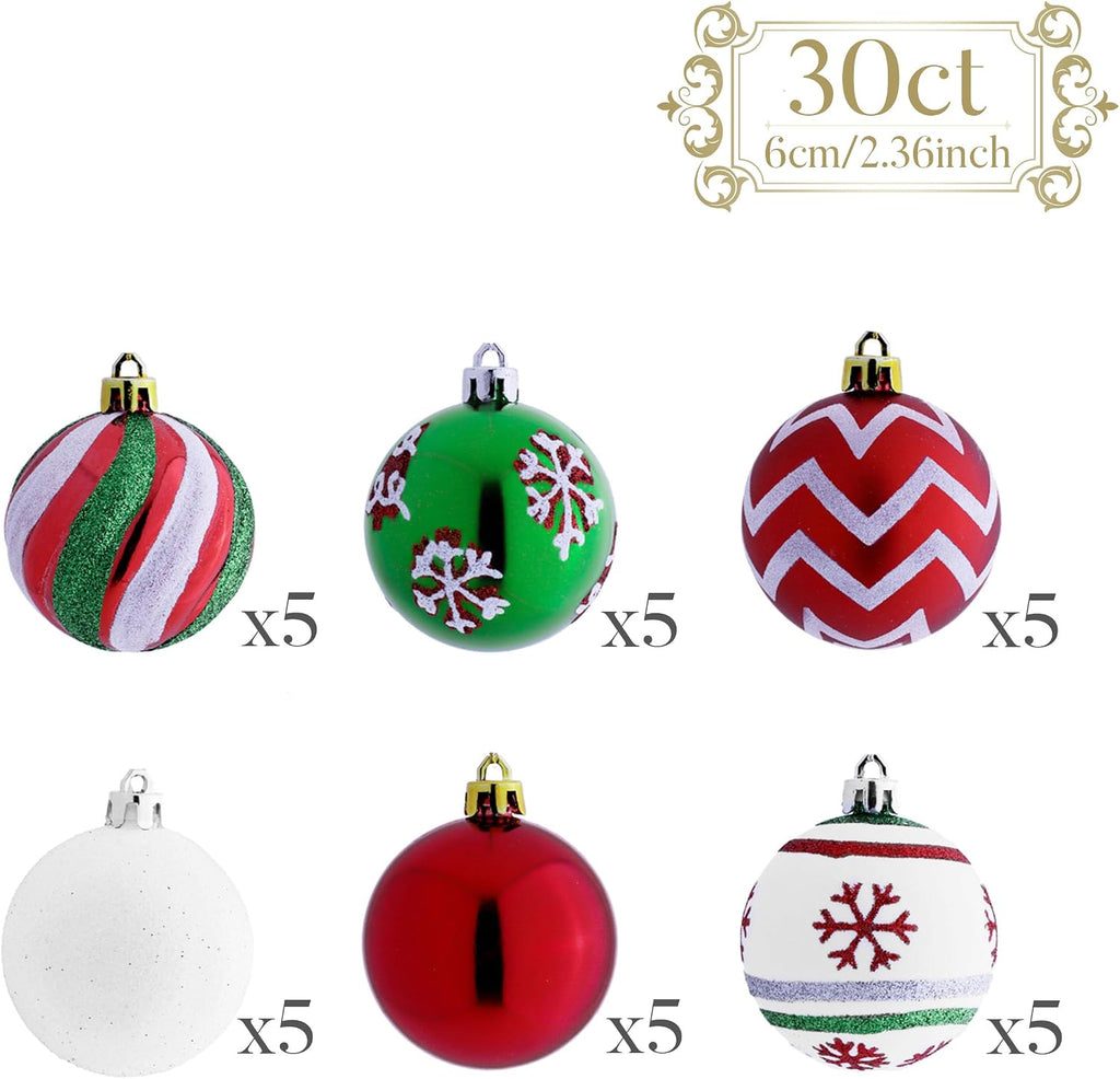 Valery Madelyn 30ct Christmas Ornaments Tree Decorations Set 2.36 Inch