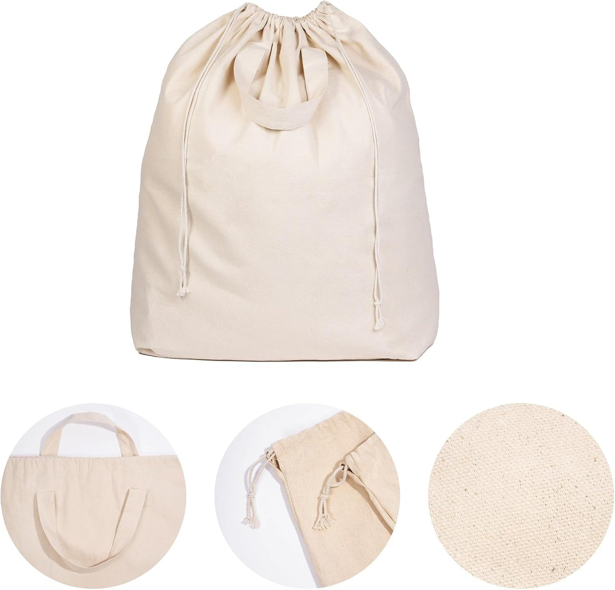 Heavy Duty Laundry Hamper Bags - Extremely Sturdy, Durable Canvas Replacement Laundry Hamper Liner - Works for Round & Square Hampers with Drawstring Closure (3 Pack)