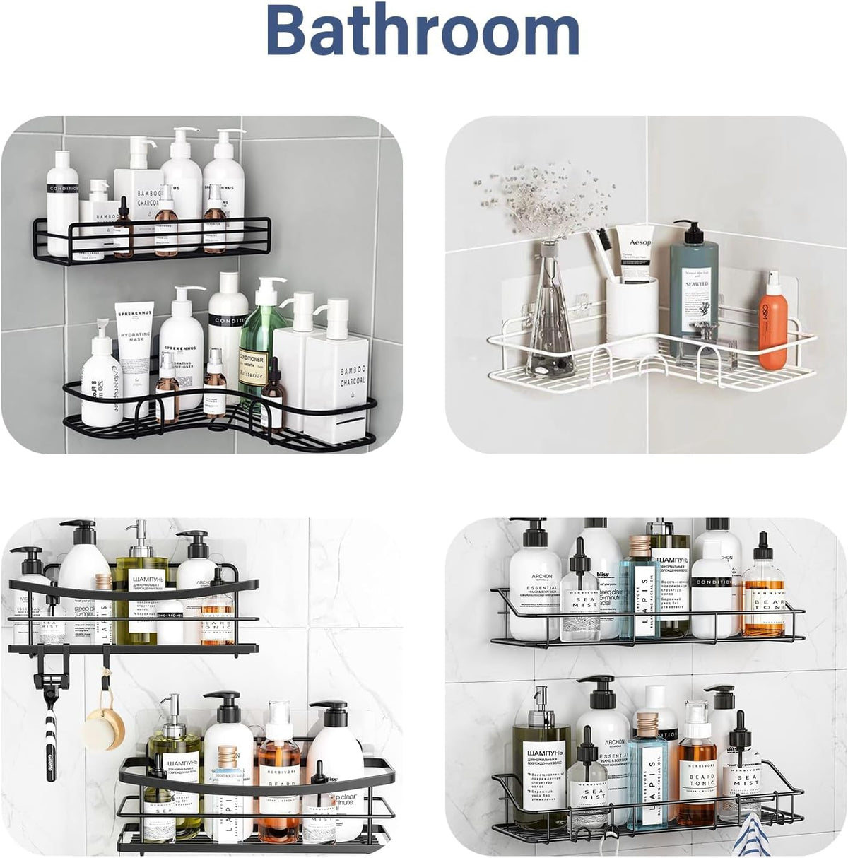 8 Pack Shower Caddy Adhesive Hooks Replacement for Bathroom Shower Caddy