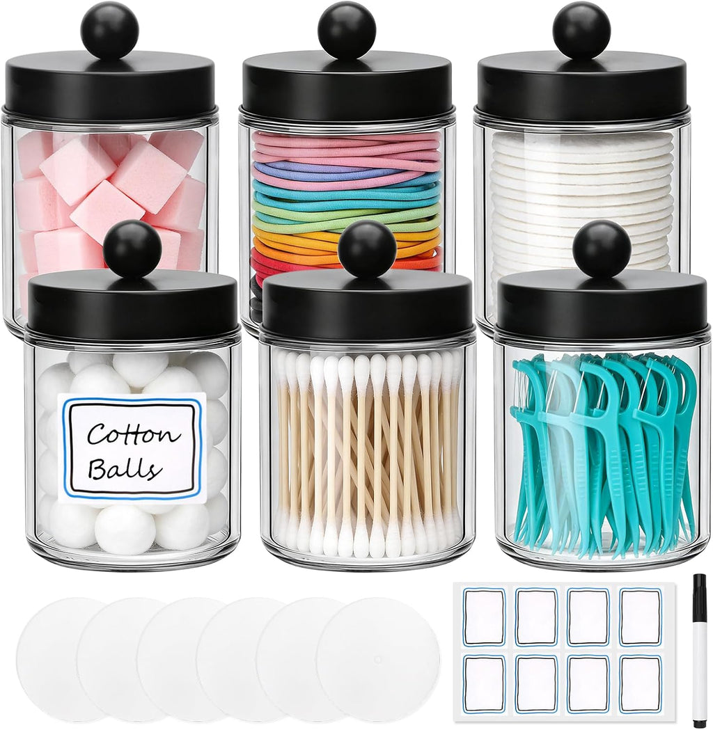 Accguan 6Pack Apothecary Jars Bathroom Vanity Storage Organizer Set