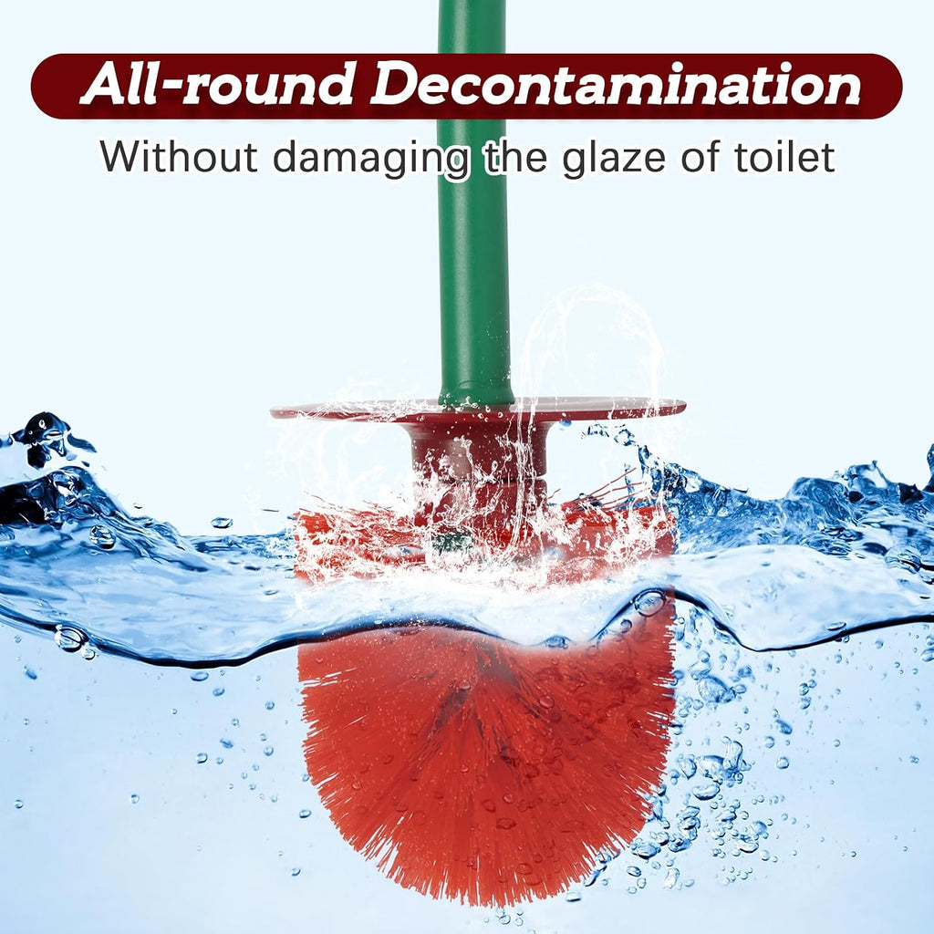Cherry Toilet Brush with Holder Bowl&Long Handle, Bathroom Cleaning