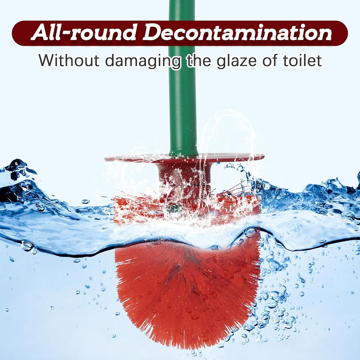 Cherry Toilet Brush with Holder Bowl&Long Handle, Bathroom Cleaning