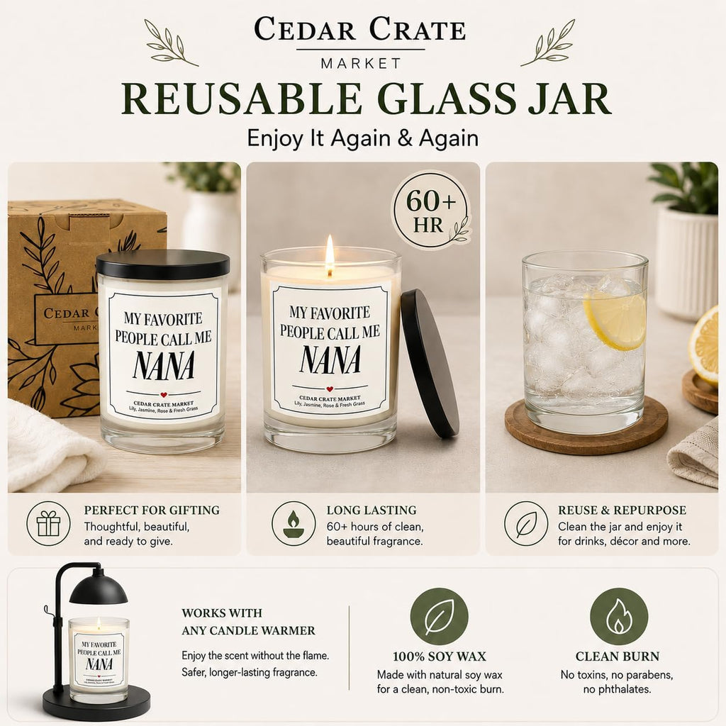 Nana Gifts - My Favorite People Call Me Nana Candle - Gift for Grandma from Grandkids, Mothers Day, Christmas - Lily Jasmine Rose & Fresh Grass Soy Candle 13.5 oz