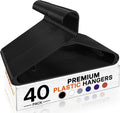 HOUSE DAY Black Plastic Hangers 40 Pack, Slim Space-Saving Clothes Hangers