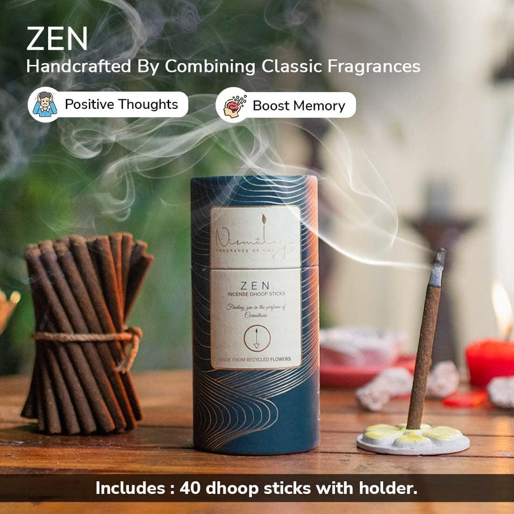 Nirmalaya Premium Recycled Flower Zen Dhoop Sticks | Bamboo Less & Charcoal Free | Pack of 40 Sticks, 180g | Ideal for Home, Office, Yoga, Meditation & Aromatherapy, Pooja | Long Lasting Fragrance