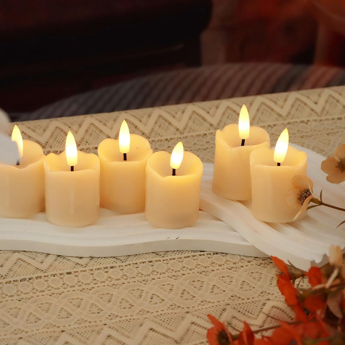 6PCS Battery Operated Votive Tealights Candles with Timer Tea Lights