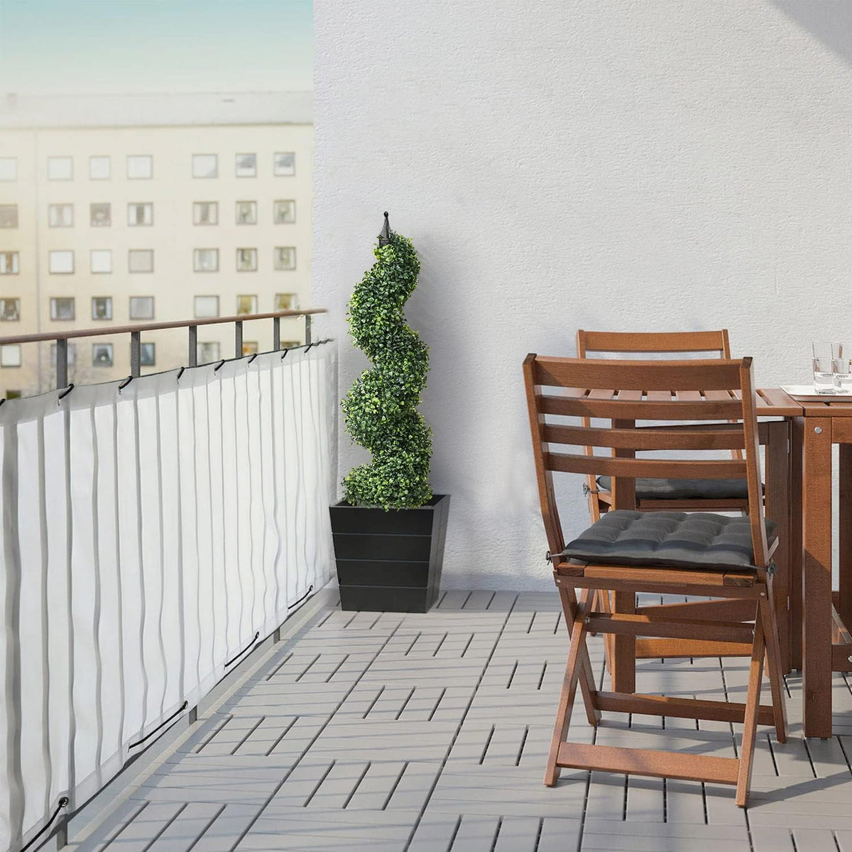 Lvydec 2 Pack Artificial Boxwood Topiary Tree, 3ft Topiary Plants Potted Trees Decoration for Front Porch Home Living Room, Indoor/Outdoor Use