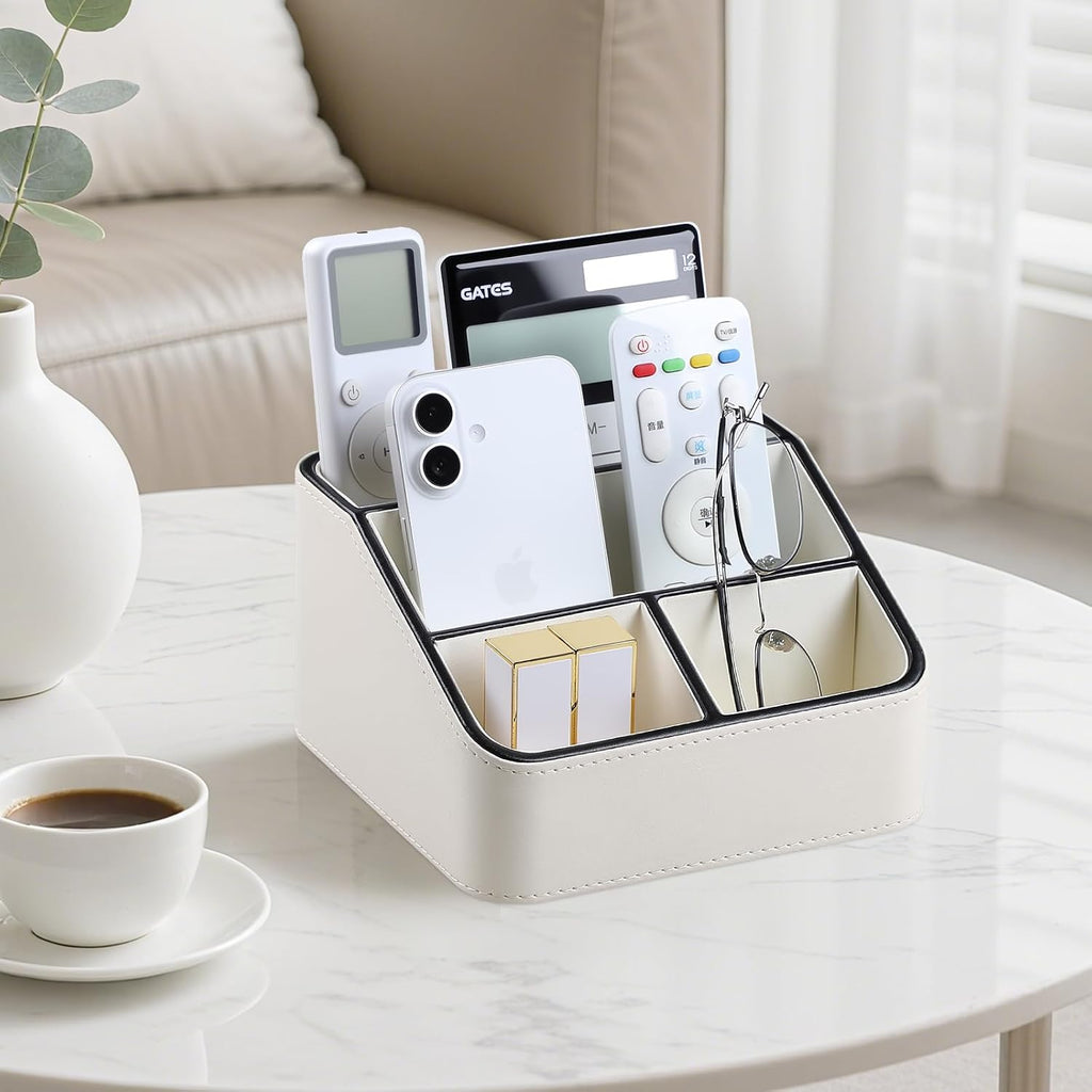 Remote Control Holder, Nightstand Organizer, Desk Caddy (Cream)
