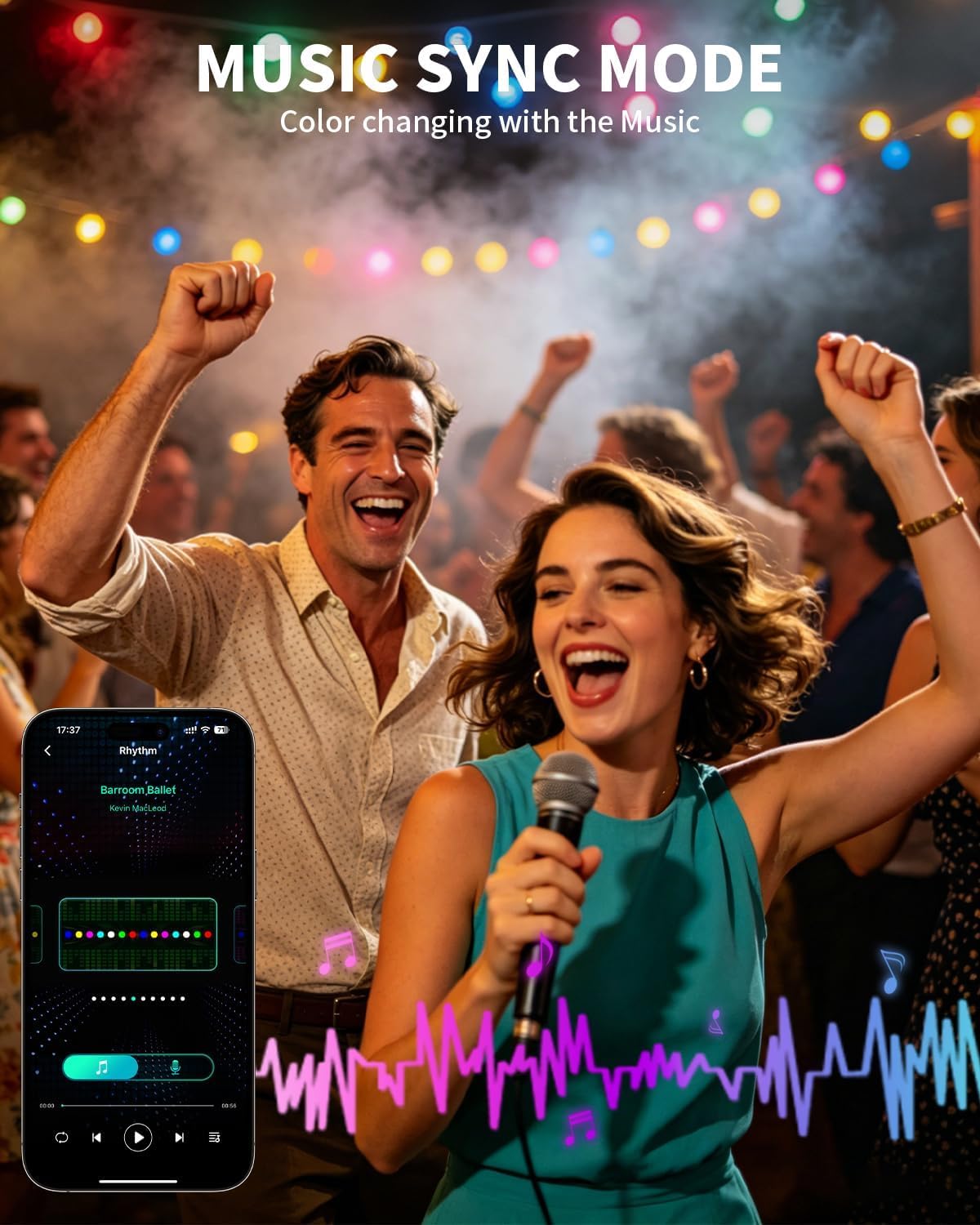 Super RGB Color Changing Globe String Lights, 66ft Smart RGB-IC Fairy Lights with Remote & APP Control, Mini Ball LED Twinkle Lights Hanging for Indoor Bedroom Living Room Birthday Halloween Decor
