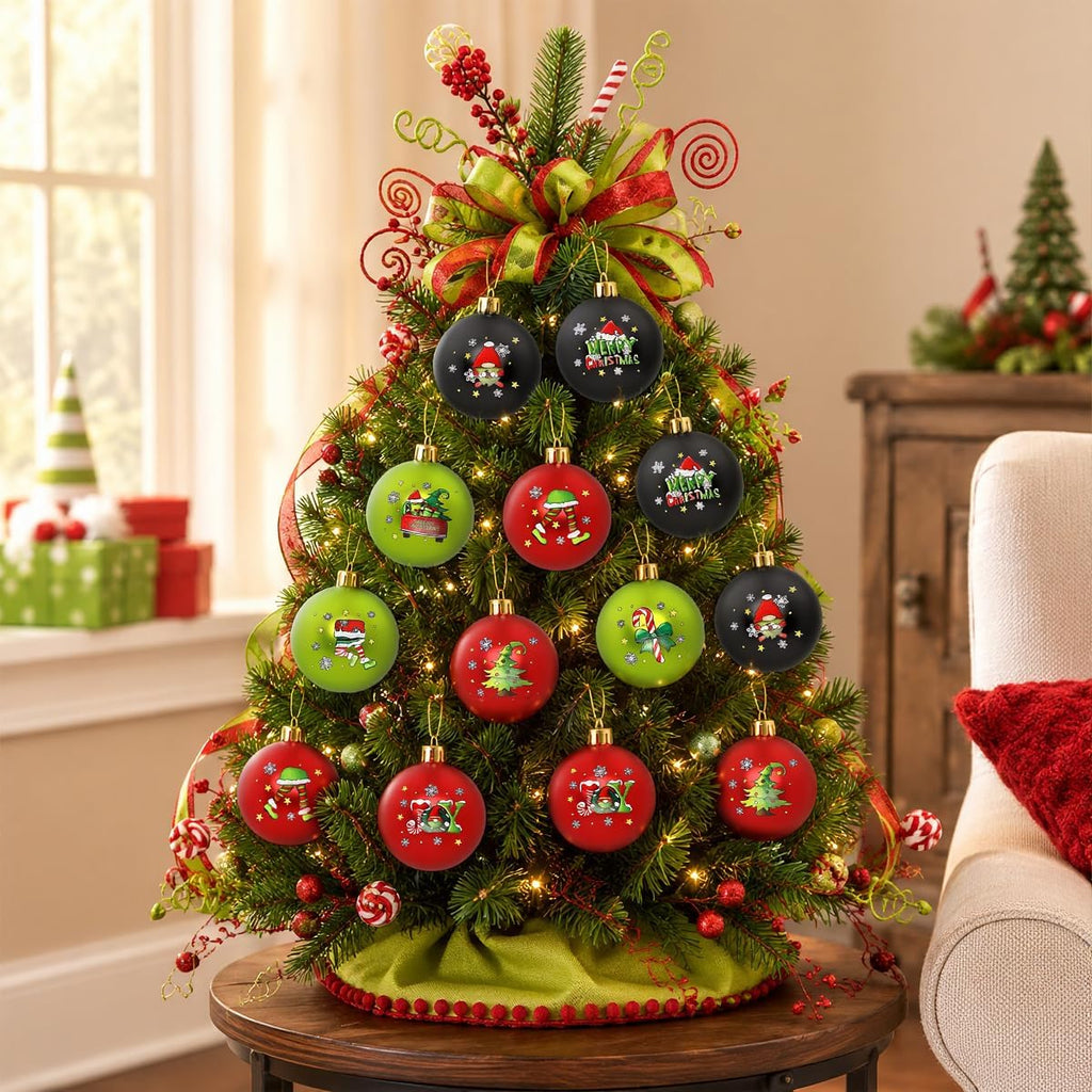 16Pcs Double-Sided Christmas Balls Tree Ornaments Set Decorations Baubles