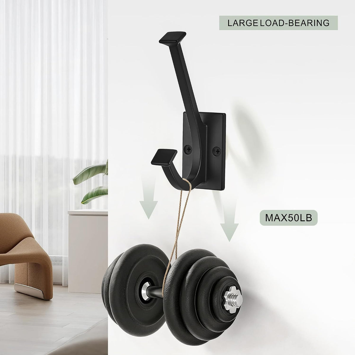 AVICCI 5 Pack Coat Hooks Mattle Black Wall Hooks for Bathroom Kitchen Towel Robe Towel Hooks Decorative Wall