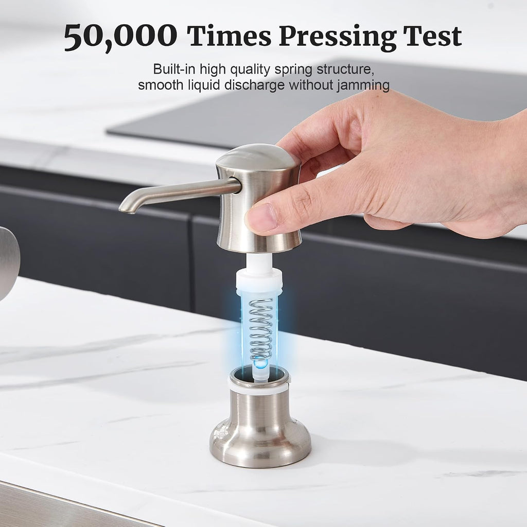 Sink Soap Dispenser for Kitchen Sink Brushed Nickel Upgrade with 40" Silicone Extension Tube Kit, Connect to Your Soap Bottle Directly