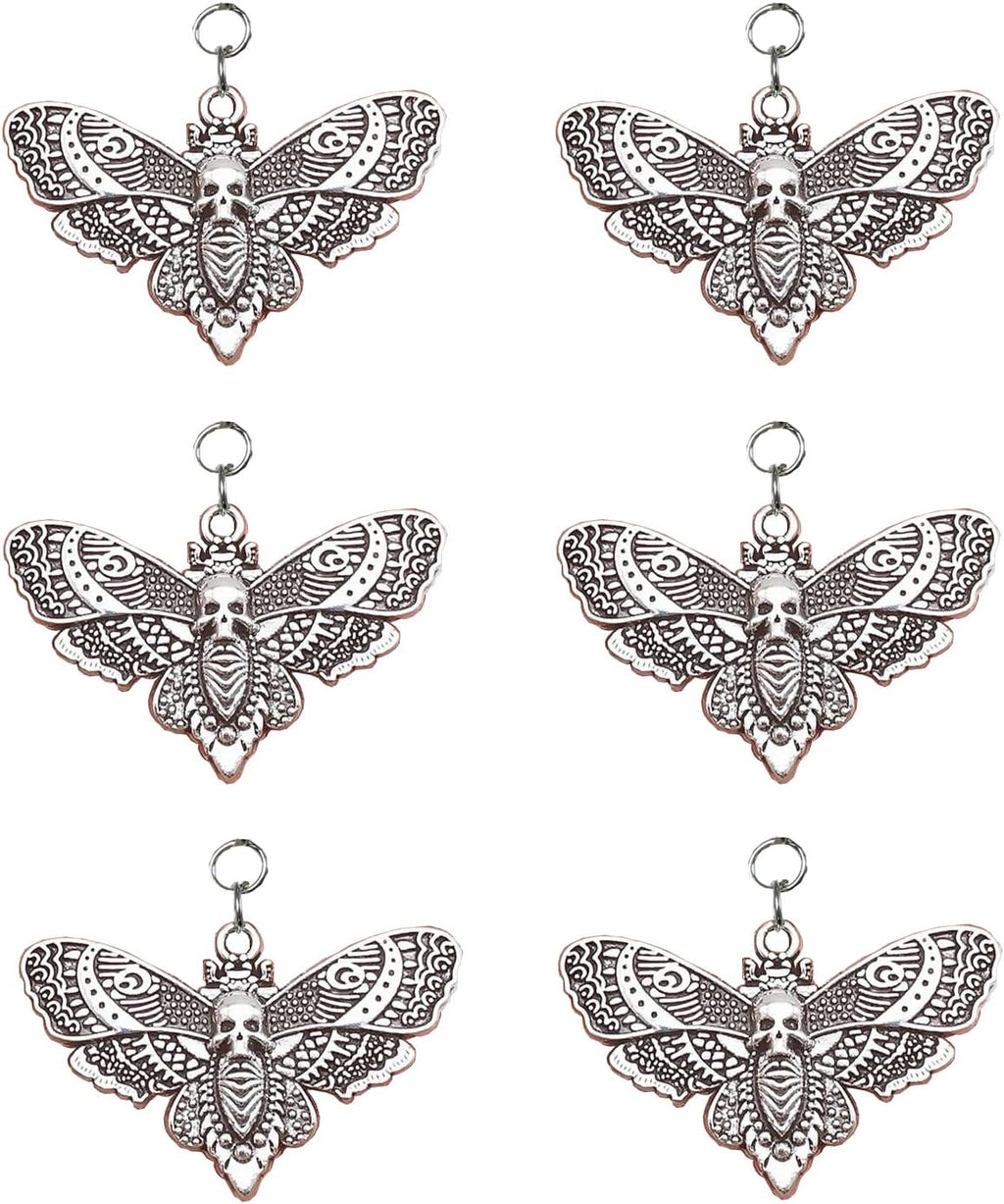 Skull Death's-Head Hawkmoth Shower Curtain Hooks Rings,12Pcs Dead Moth with Skull Face Halloween Rustproof Metal Shower Rings,Gothic Style Insect Theme Home Bathroom Decor