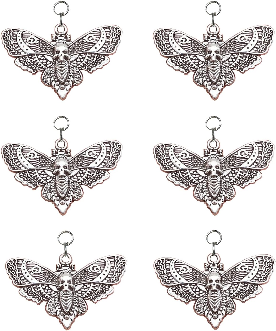 Skull Death's-Head Hawkmoth Shower Curtain Hooks Rings,12Pcs Dead Moth with Skull Face Halloween Rustproof Metal Shower Rings,Gothic Style Insect Theme Home Bathroom Decor