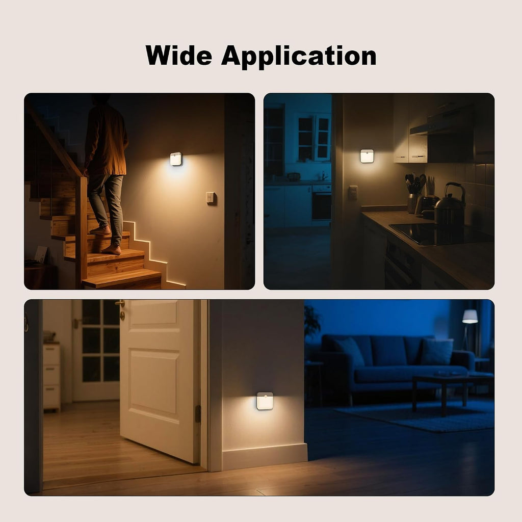 LED Sensor Night Light 2-Pack with Dusk Sensor and Motion Sensor, Rechargeable, Battery-Powered, Warm White, for Bedroom, Stairway, Closet