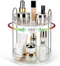 360 Rotating Makeup Organizer, 2 Tier Lazy Susan Bathroom Counter Organizer, Skincare Organizers, Spinning Perfume Organizer & Vanity Organizer Countertop (Silver Clear, 2 Tier)