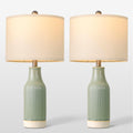 23.5" Bedside Lamps Set of 2,Green Ceramic Table Lamp for Bedroom