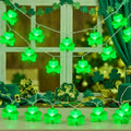 8.5Ft St patricks Day Lights Outdoor, Shamrock String Light Plug in with 10 LED Lucky Clover Lights, Green Clover for Irish Bedroom Home Garden Party Green Feast St. Patrick's Day Decorations