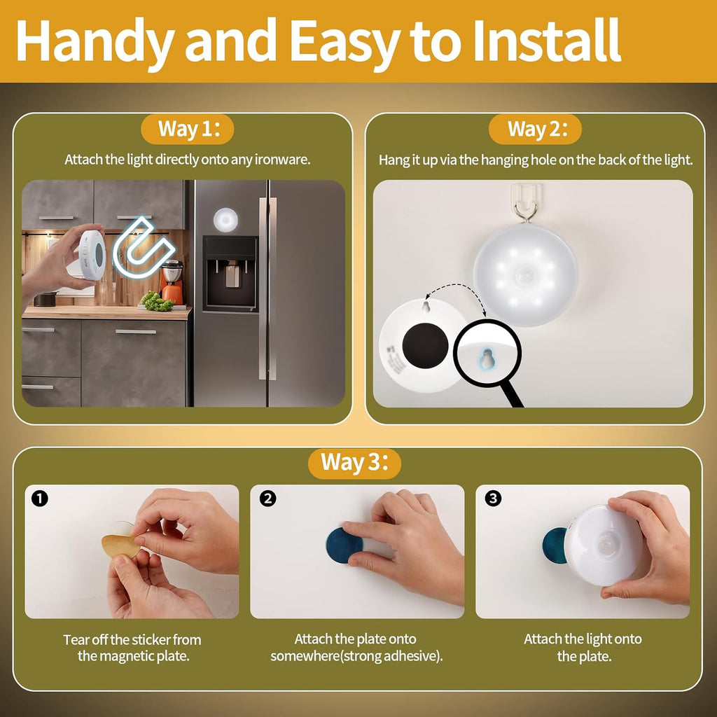 RGB LED Motion Sensor Night Light, Bright & Dimmable, Long-Lasting