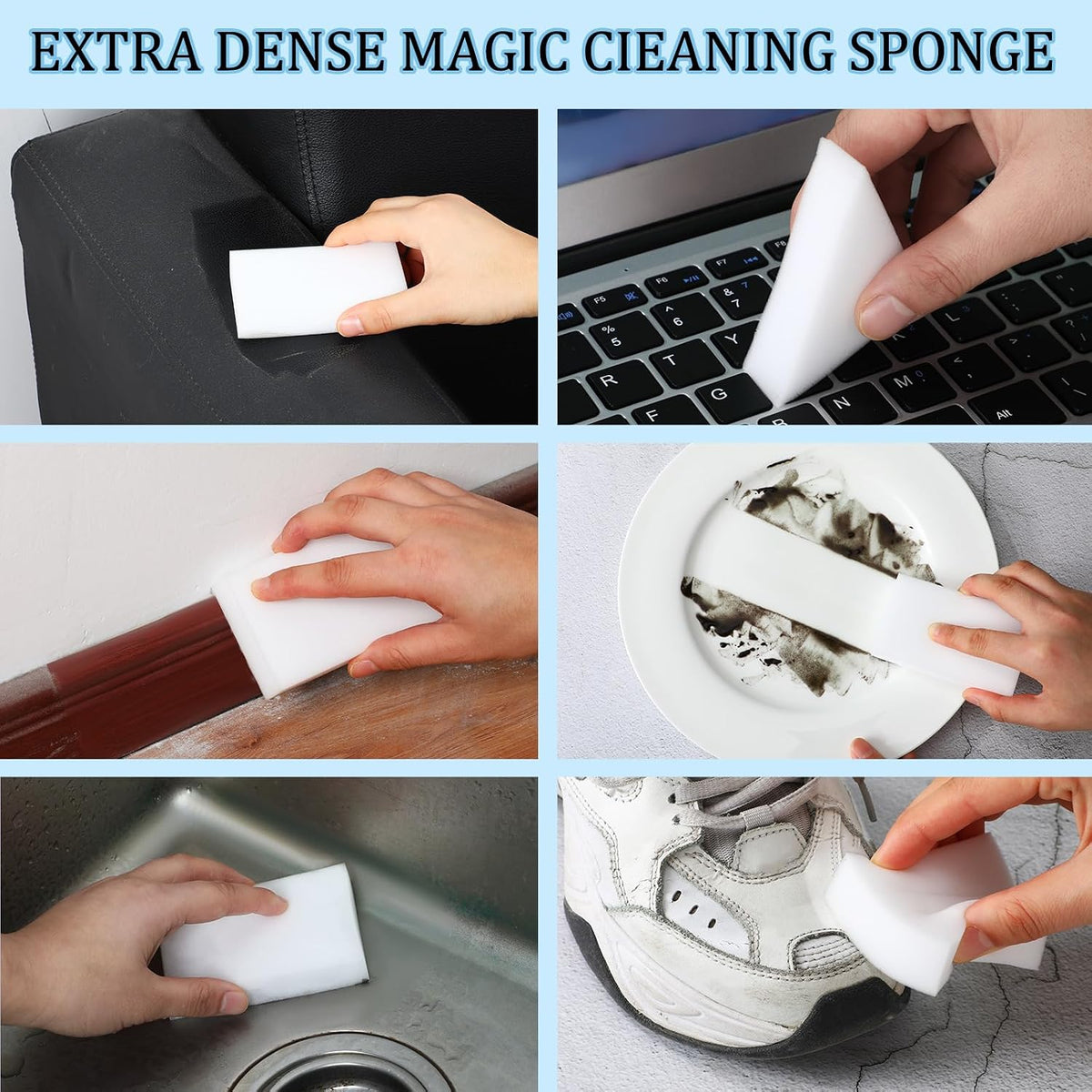 Sosation 500 Pcs Sponge Eraser Bulk Foam Sponge Cleaning Pads