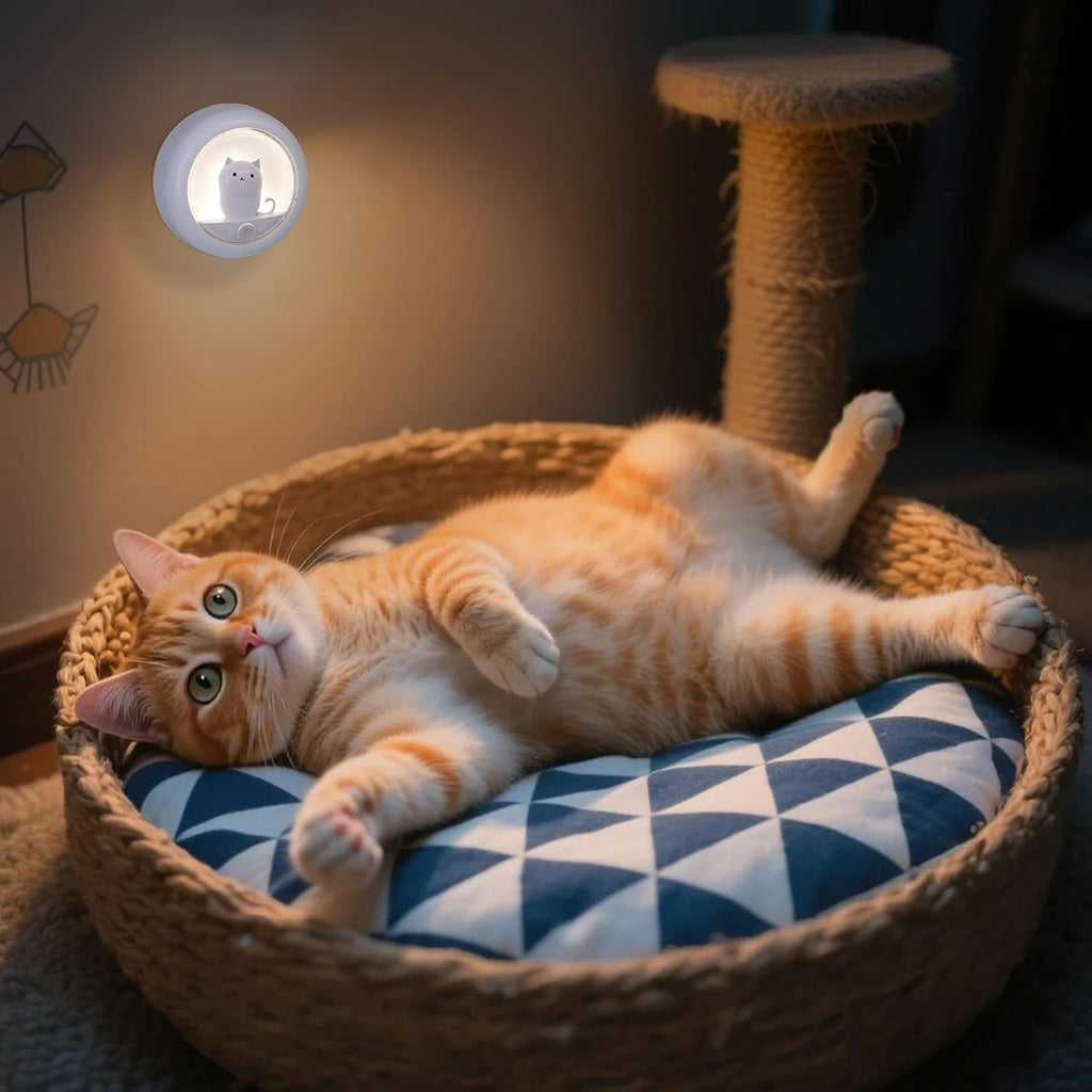 Attivolife Cat Night Light Motion Sensor, Magnetic Rechargeable LED Lamp