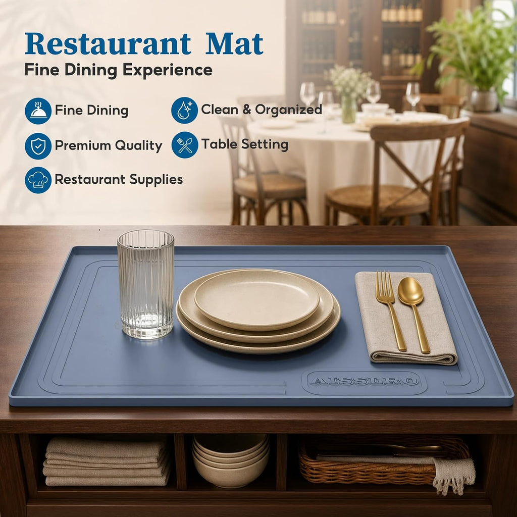 Waterproof Under Sink Mat 28"x19", Silicone Mat, Dark Blue