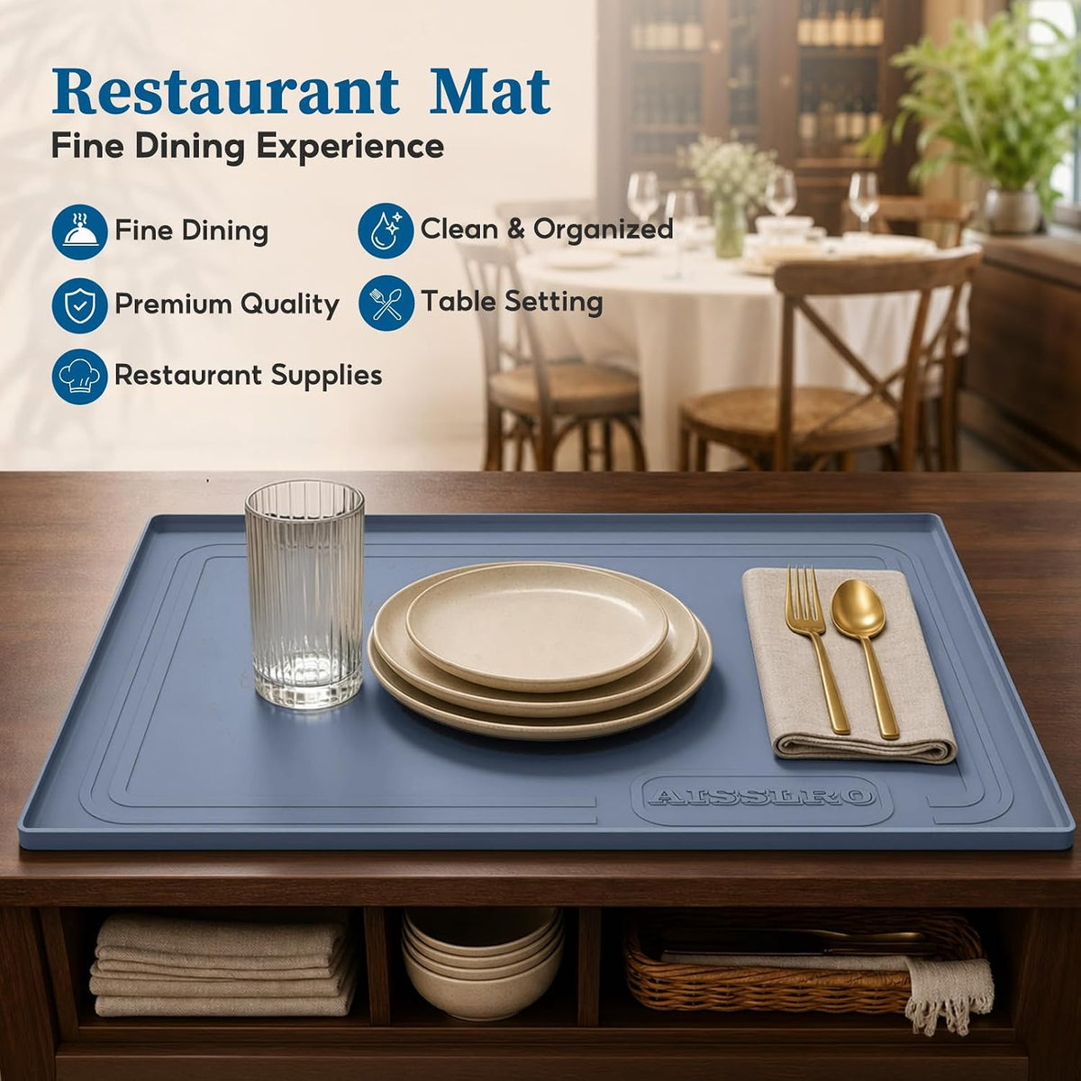 Waterproof Under Sink Mat 28"x19", Silicone Mat, Dark Blue