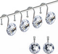 Romantic Angels 12PCS Shower Curtain Hooks Rings for Bathroom, Durable Metal Rust Resistant Decorative Rhinestones Shower Curtain Hooks for Shower Curtains and Shower Rod (Silver)