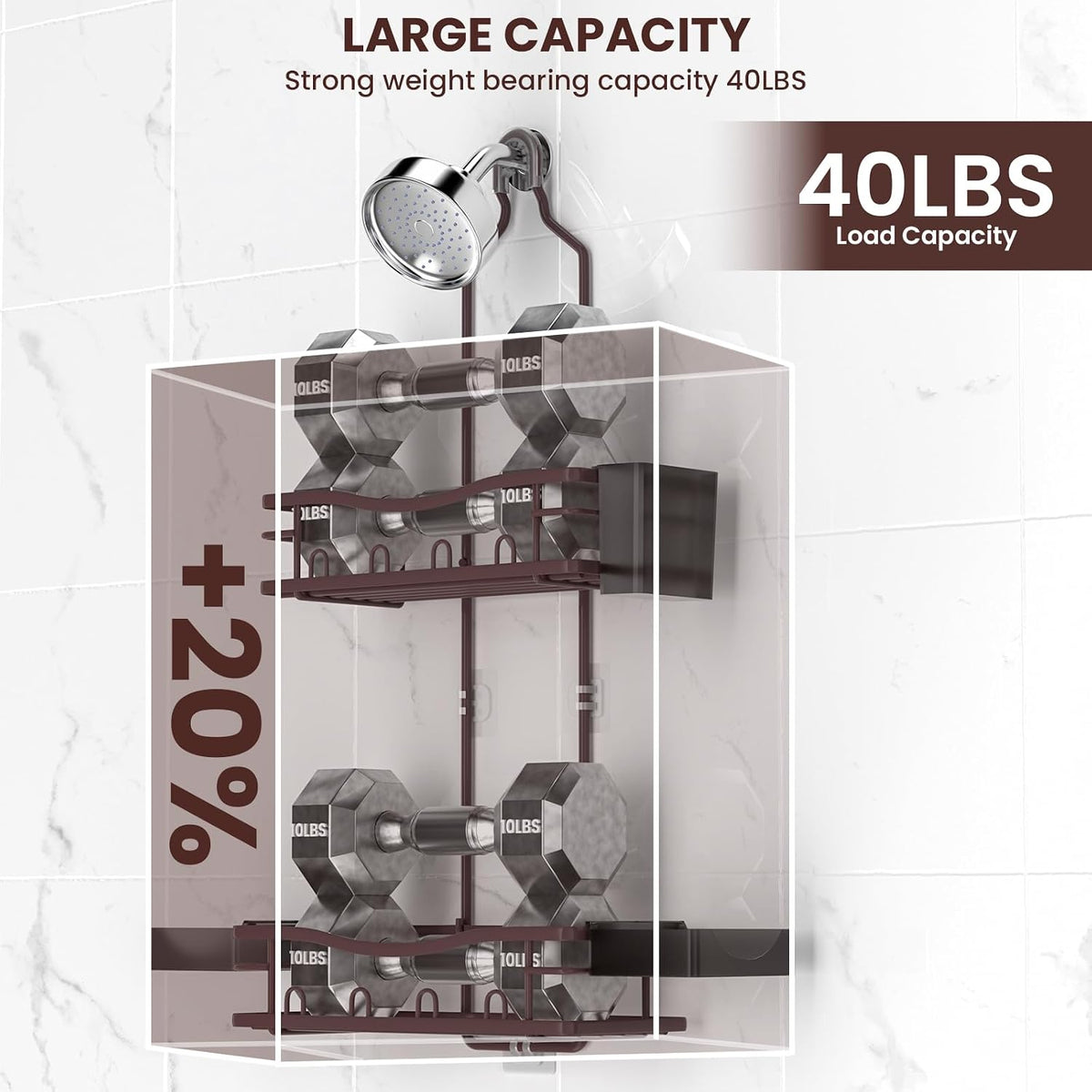 Rustproof Shower Caddy Hanging with Soap Holders for Bathroom, Bronze