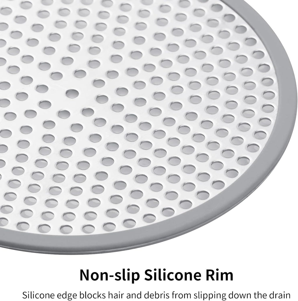 Ohtomber 4PCS 4.72" Stainless Steel Shower Drain Hair Catcher, Silicone Rim