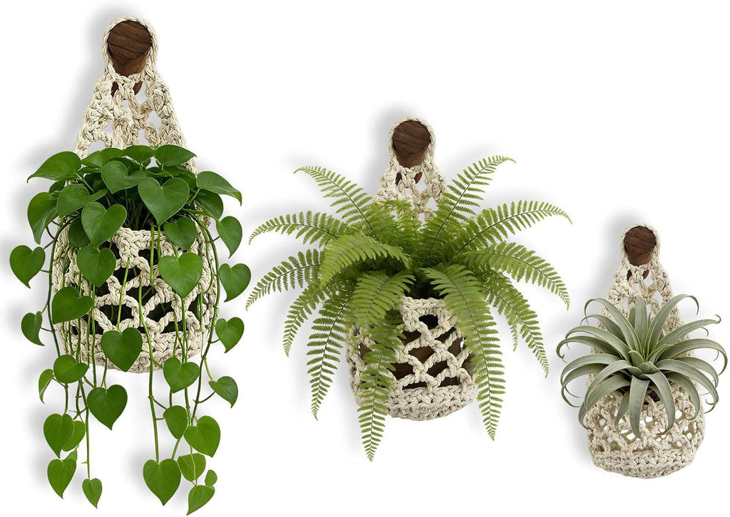 Macrame Plant Hanger Set of 2, Boho Wall Hanging Planter for 4-6“ Pots