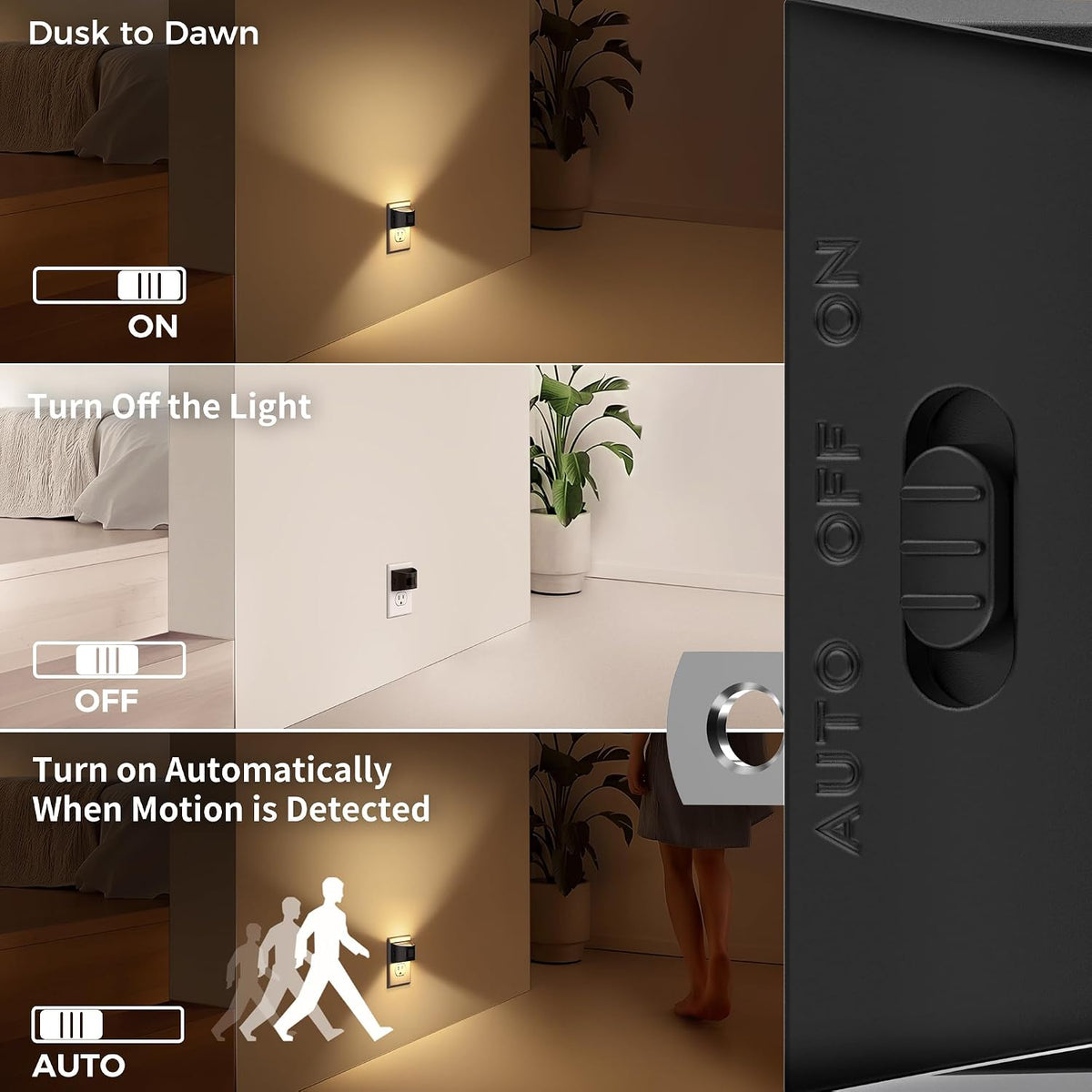 DORESshop Motion Sensor Night Light, Night Lights Plug into Wall, 3CCT