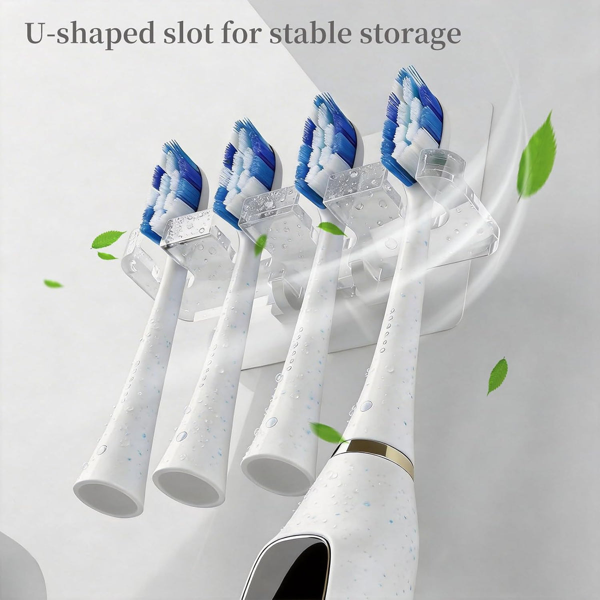 Adhesive Toothbrush Holders 2 Pack,4 Slots for Family, Clear
