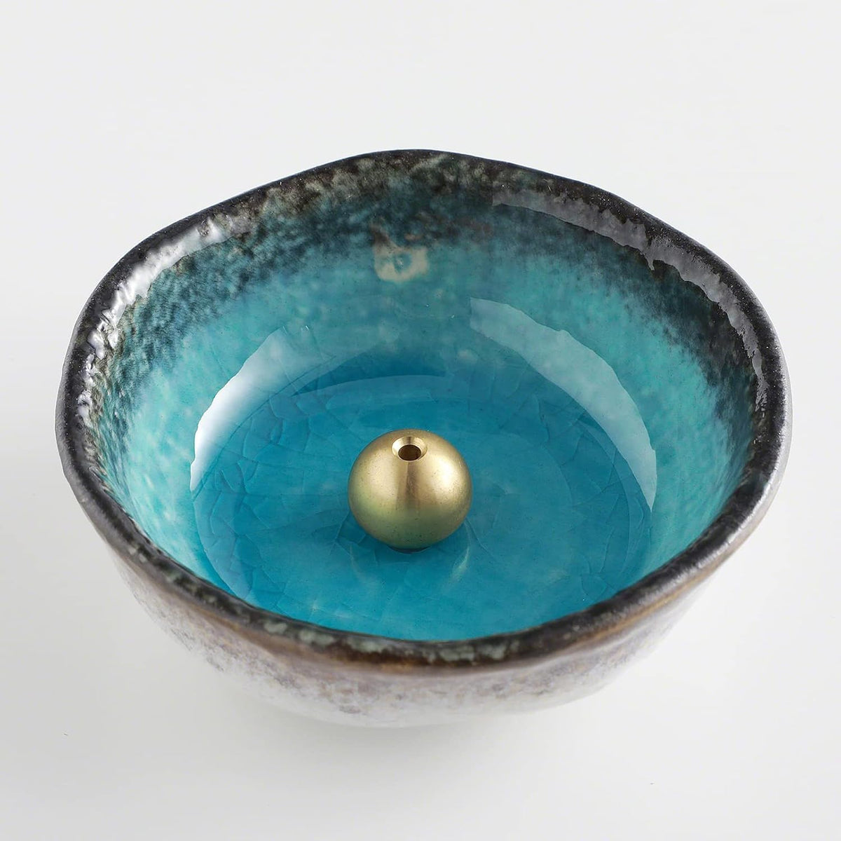 Asayu Japan Mini Incense Holder for Sticks, Ocean Blue Ceramic Plate 3.3in