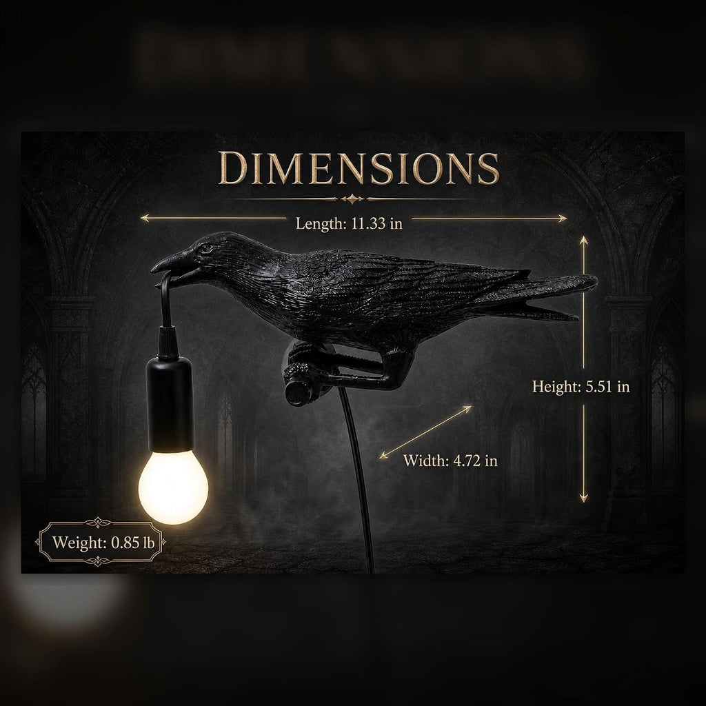 OVANUS Crow Wall Lamp Gothic Decor, Raven Sconce with Dimmable E12 Bulb