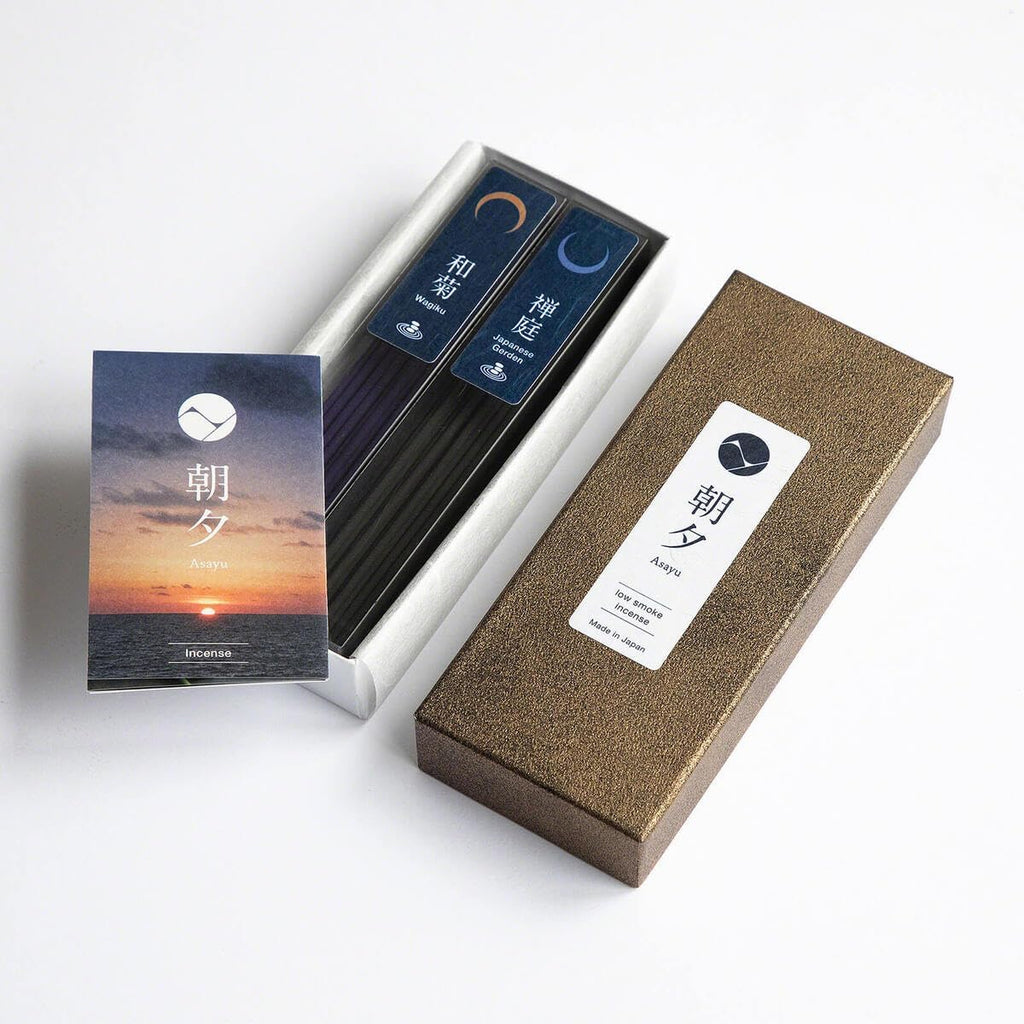 Asayu Japan Zen Incense Gift Set with Zen Holder, Low Smoke