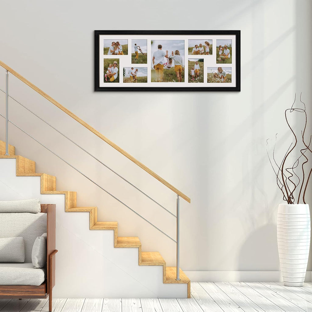 WIFTREY 2 Pack 4x6 Picture Frames Collage with 9 Openings, Display Eight 4 x 6 Pictures and One 8x10 Photos for Wall Mounting, Black