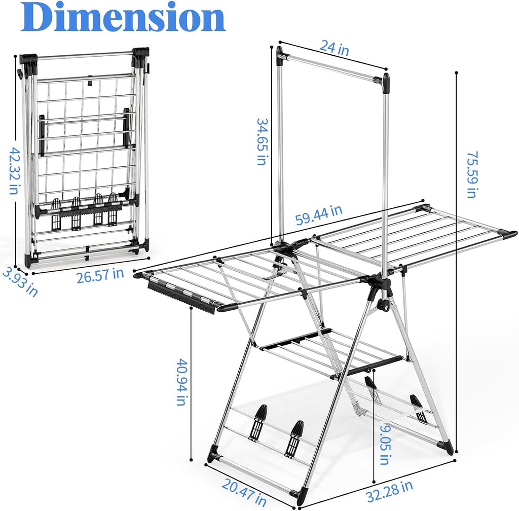 APEXCHASER Clothes Drying Rack with High Hanger