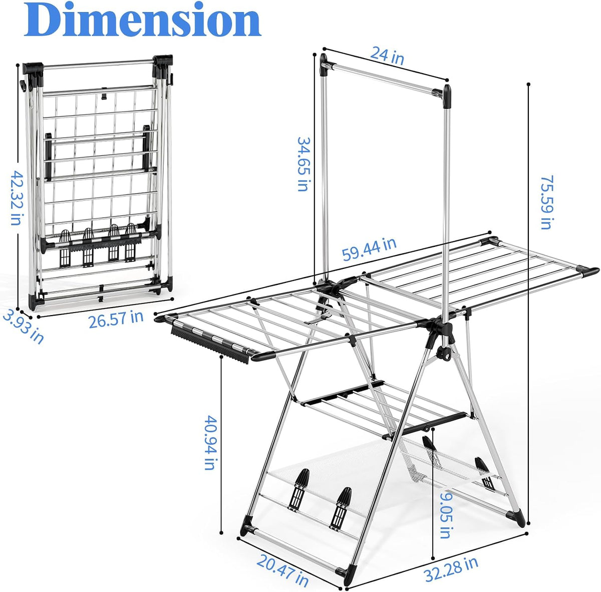 APEXCHASER Clothes Drying Rack with High Hanger