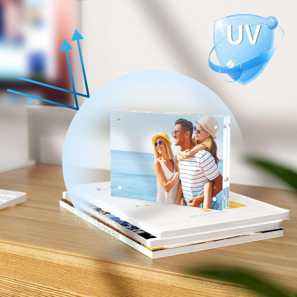 AITEE 5x7 Acrylic Picture Frames 6 Pack, Clear Picture Frames，20% Thicker