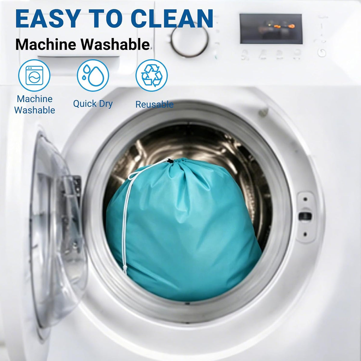 2 Pack XL Laundry Bags, Extra Heavy Duty Large Laundry Bag with Drawstring Closure, Machine Washable Clothes Organizer for Hamper, College Dorm, Travel (Blue + Green, X-Large)