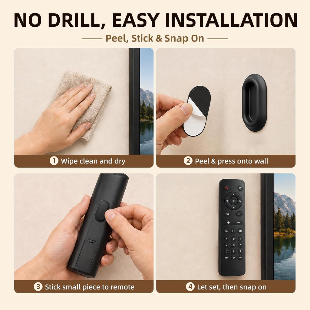 6-Pack Magnetic Remote Control Holder, Hidden Self-Adhesive Wall Mount