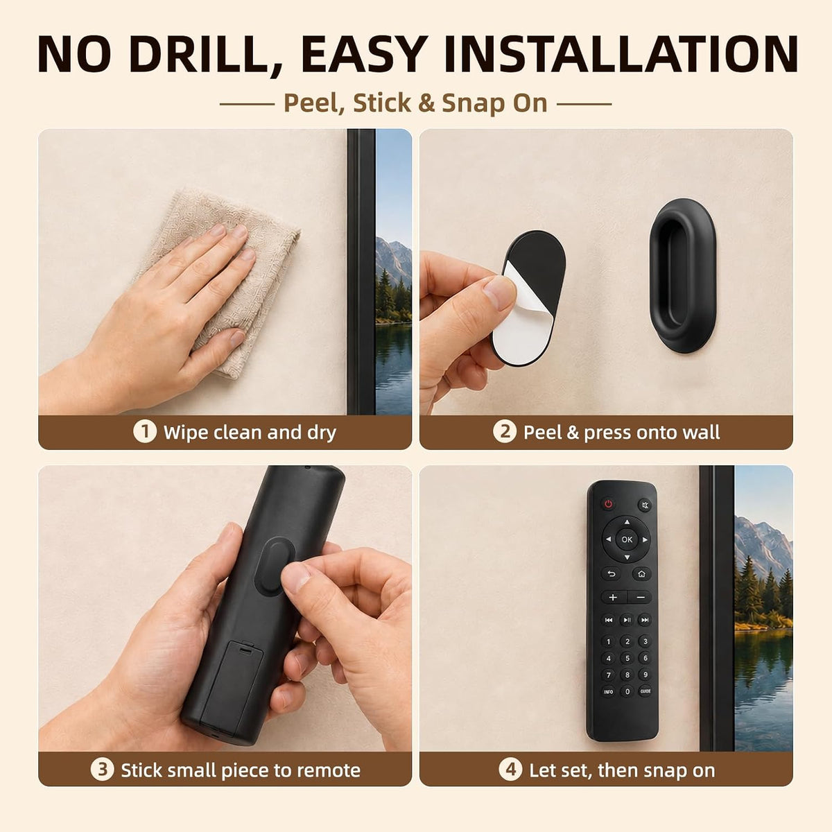 6-Pack Magnetic Remote Control Holder, Hidden Self-Adhesive Wall Mount